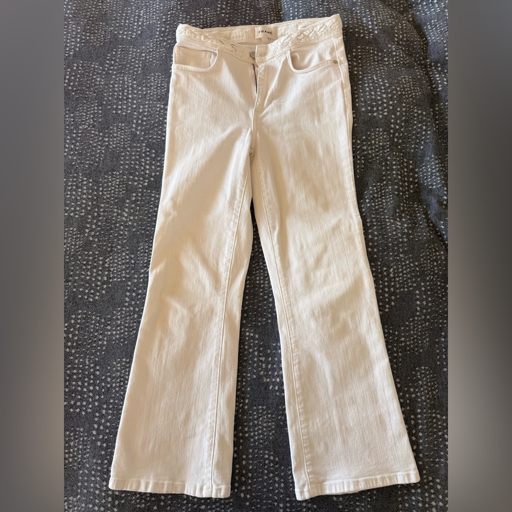 Frame Denim White Le Crop Mini Boot Jeans